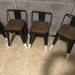4 New 18INCH TALL Metal And Wood Dining Chairs 