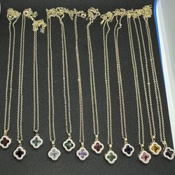 Four Leaf Clover Pendant Birthstone Necklace