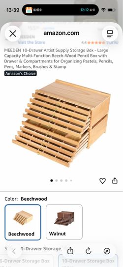 MEEDEN 10-Drawer Artist Supply Storage Box - Large Capacity Multi-Function Beech-Wood Pencil Box with Drawer & Compartments for Organizing Pastels, Pe