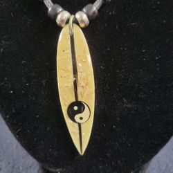 16" Necklace With Ying Yang Symbol On A Pendant 