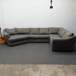Oversized Sectional Couch with Large Cuddler - Gray - Can Deliver