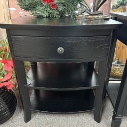 Black 3 tier end table/nightstand with drawer 28t x 24 x 17.25
