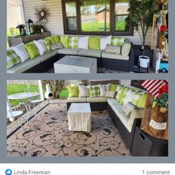 Patio Outdoor Sectional With Fire Table