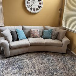 Gray crate And barrel Couch and Blue Chair