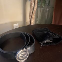 Women's Designer Black Leather Belt, With Buckle Small