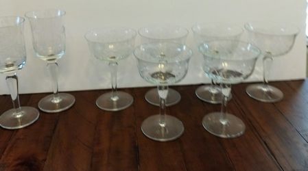 Vintage Crystal Stemware. Set of 6 +2.  (2 tall, 6 short)