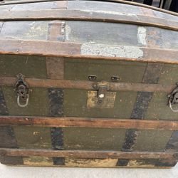 Antique dome-top steamer trunk