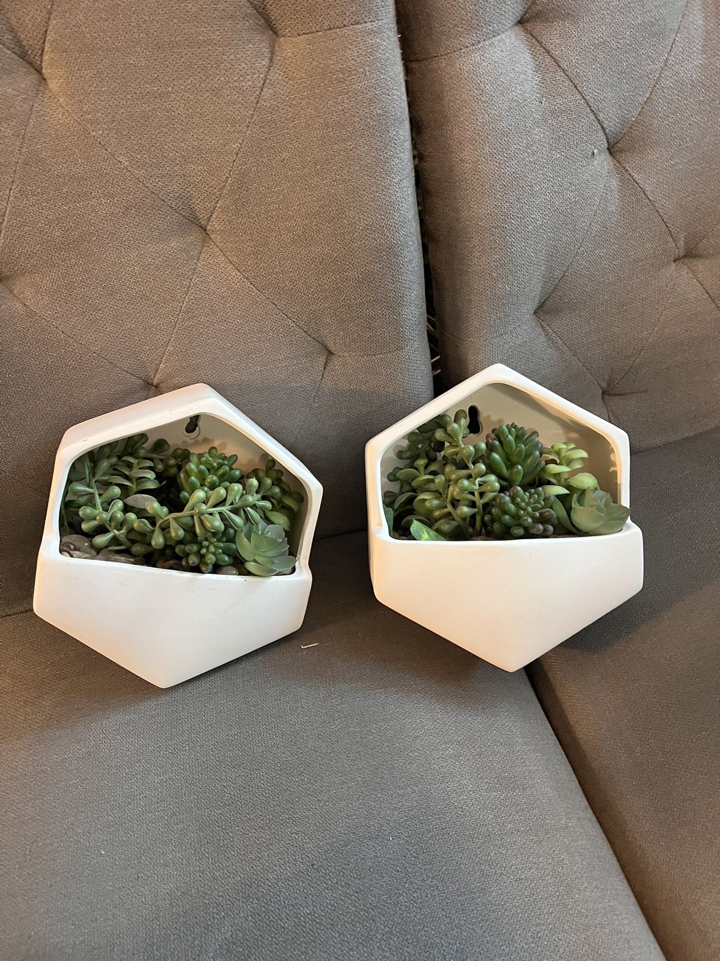 Ceramic Wall Planter With Artificial Succulents