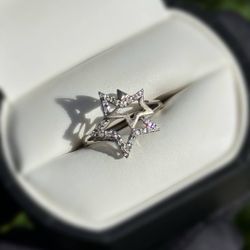 Jewelry 10k solid white gold diamonds 0.2CTW ring sz 6.50