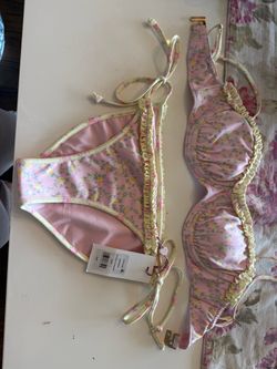 NWT LoveShackFancy Tallie Bikini – SOLD OUT Strawberry Lemonade – Size S – $195