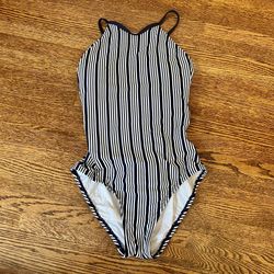Nautica women's navy white Dock Lines High Neck One Piece Swimsuit size Small