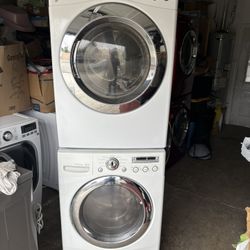 Lg Stackable Washer and gas dryer Excellent working condition Heavy duty W27 D31 H78 Washer 4.0 cu ft Dryer 7.3 cu ft 3 months warranty parts and