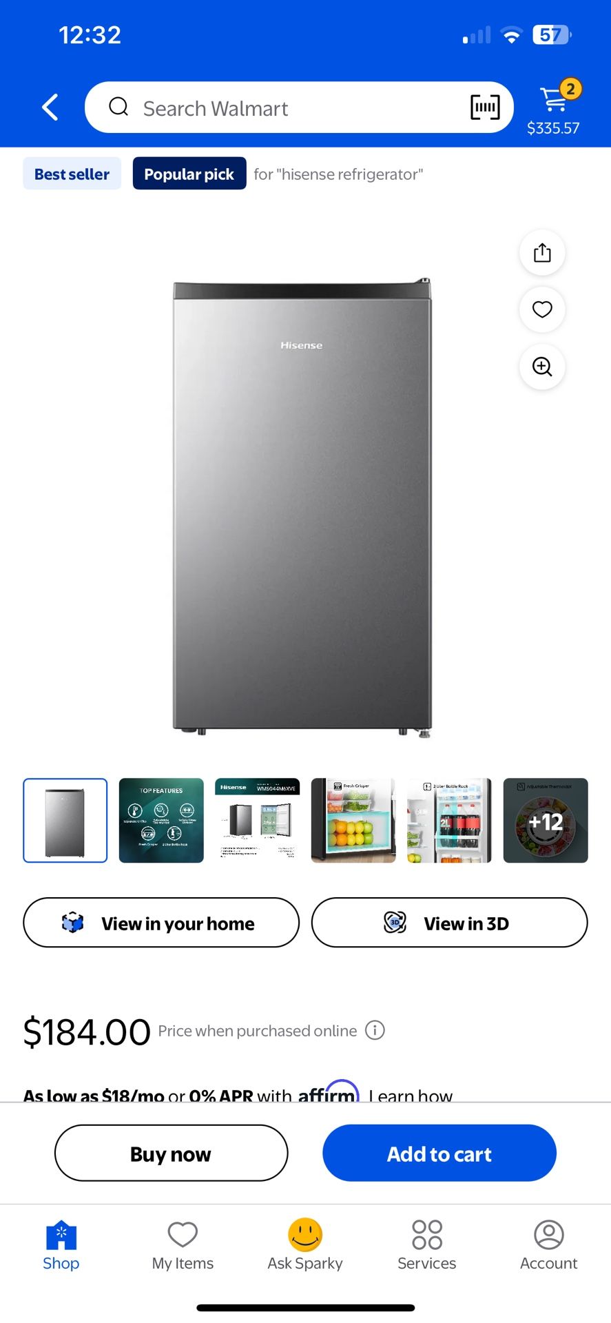 Hisense 4.4 Cu ft single door mini fridge