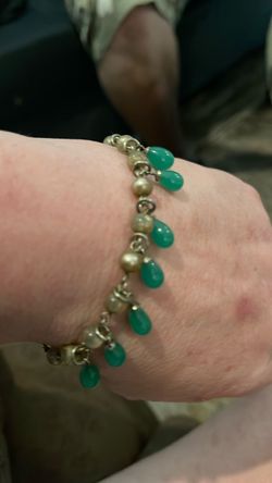 Silver Bracelet with Teal Drop Charms