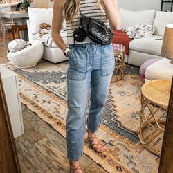 MADEWELL Boyer Wash Denim Pull-On Relaxed Straight Leg Stretch Jogger Jeans