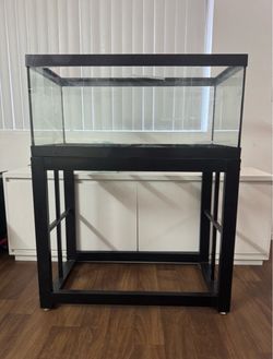 40 Gallon Breeder Glass Aquarium Fish Tank Setup w Stand, LED Light & Lid