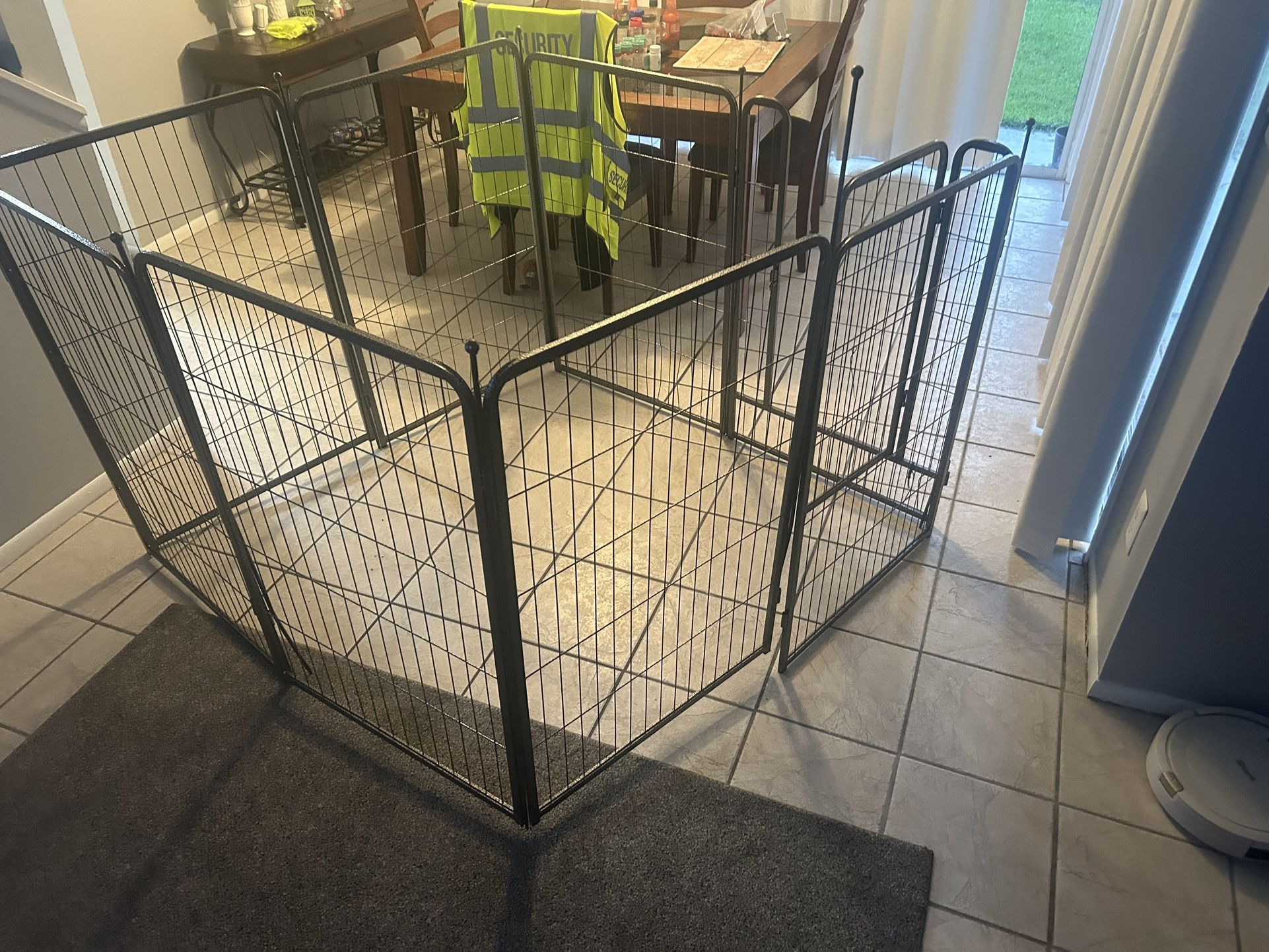 Playpen Metal 7 Panels Plus Door Folds Up Pets Or Kids