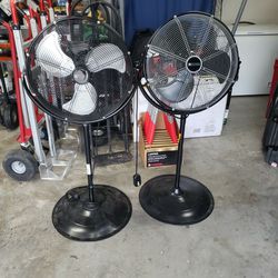 Two Commercial Fans. One Is Making A Loud Noise The Other Ones Motor Must Be Shot