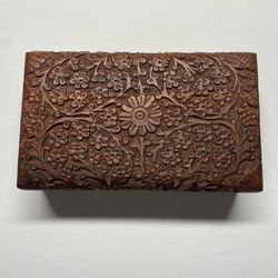 Hand Carved Wooden Box Vintage