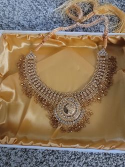 Traditional Gold Plated Wedding Jewelry Necklace 