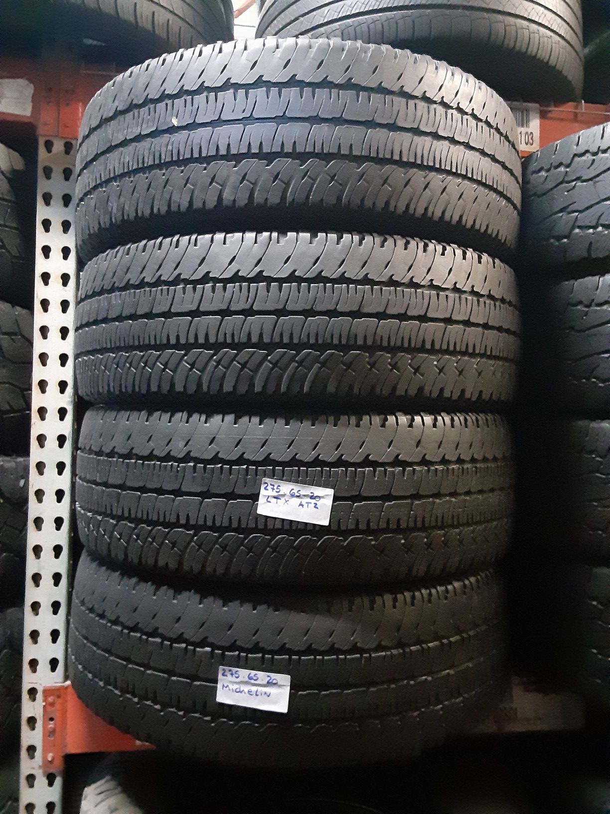 4 USED TIRES LT275/65R20 MICHELIN LTX AT2 10PLY 275 65 20