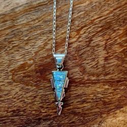 Vintage Calvin Begay SS Opal Pendant Necklace