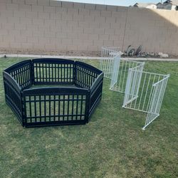 6 panel Black Plastic Pet Fencing Enclosure $35 or 7 panel White Metal Security Pet Fencing With Gate $50 See All Photos