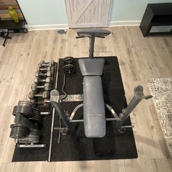 Weights with bench