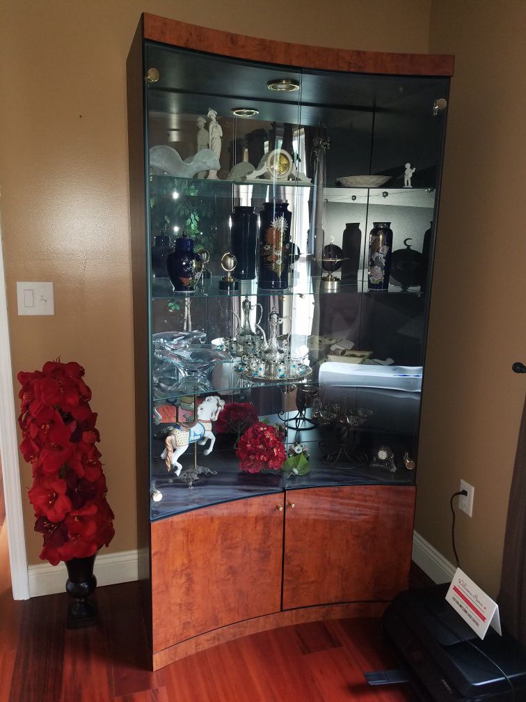 4 Shelf Glass Door Curio Cabinet BEST OFFER