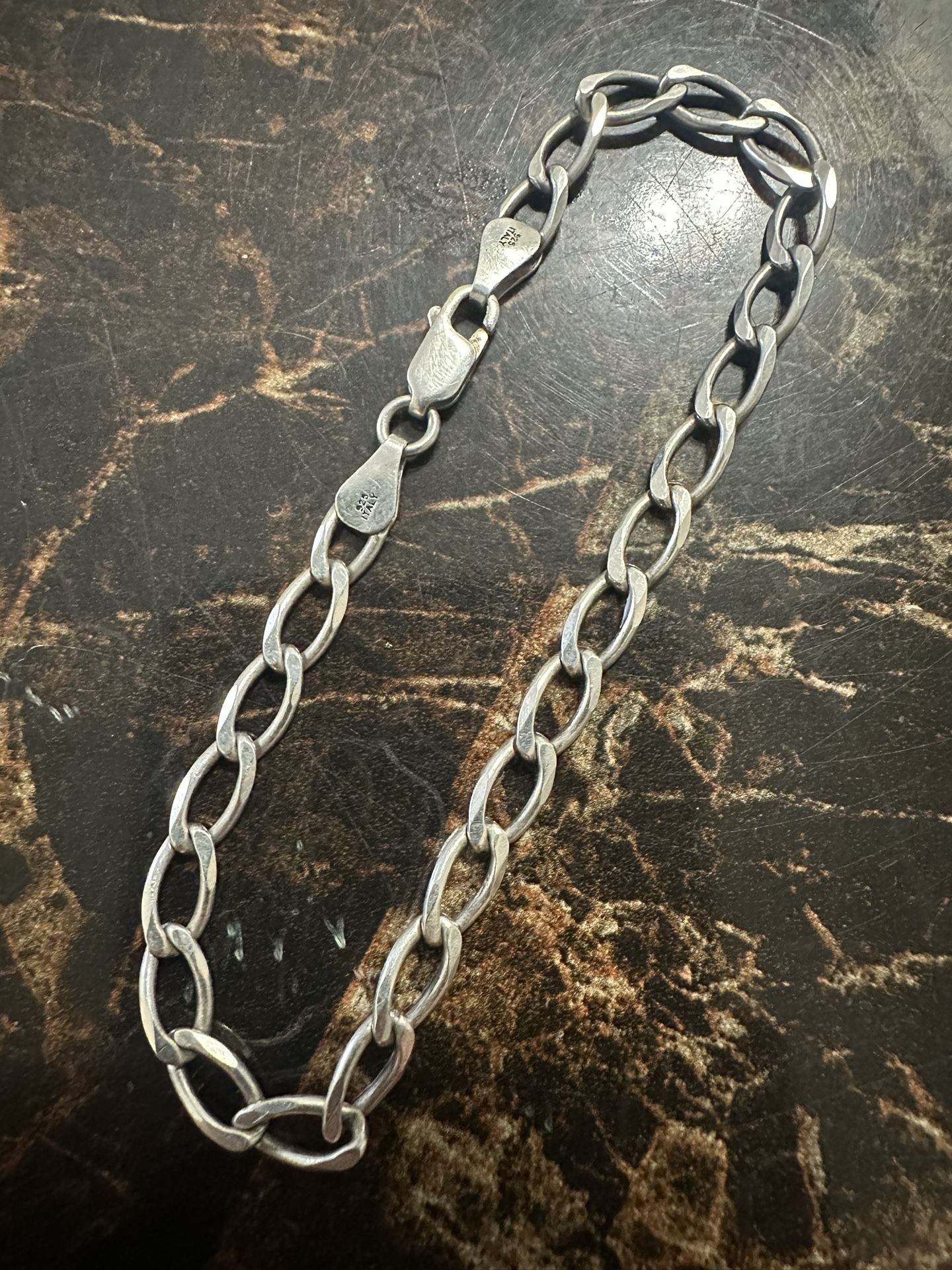 Solid 925 Sterling Silver Curb Link Bracelet 7.75” Length 6mm