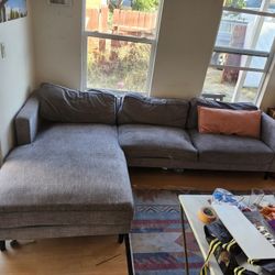 Grey 2pc. Couch With  Lounge Cushion