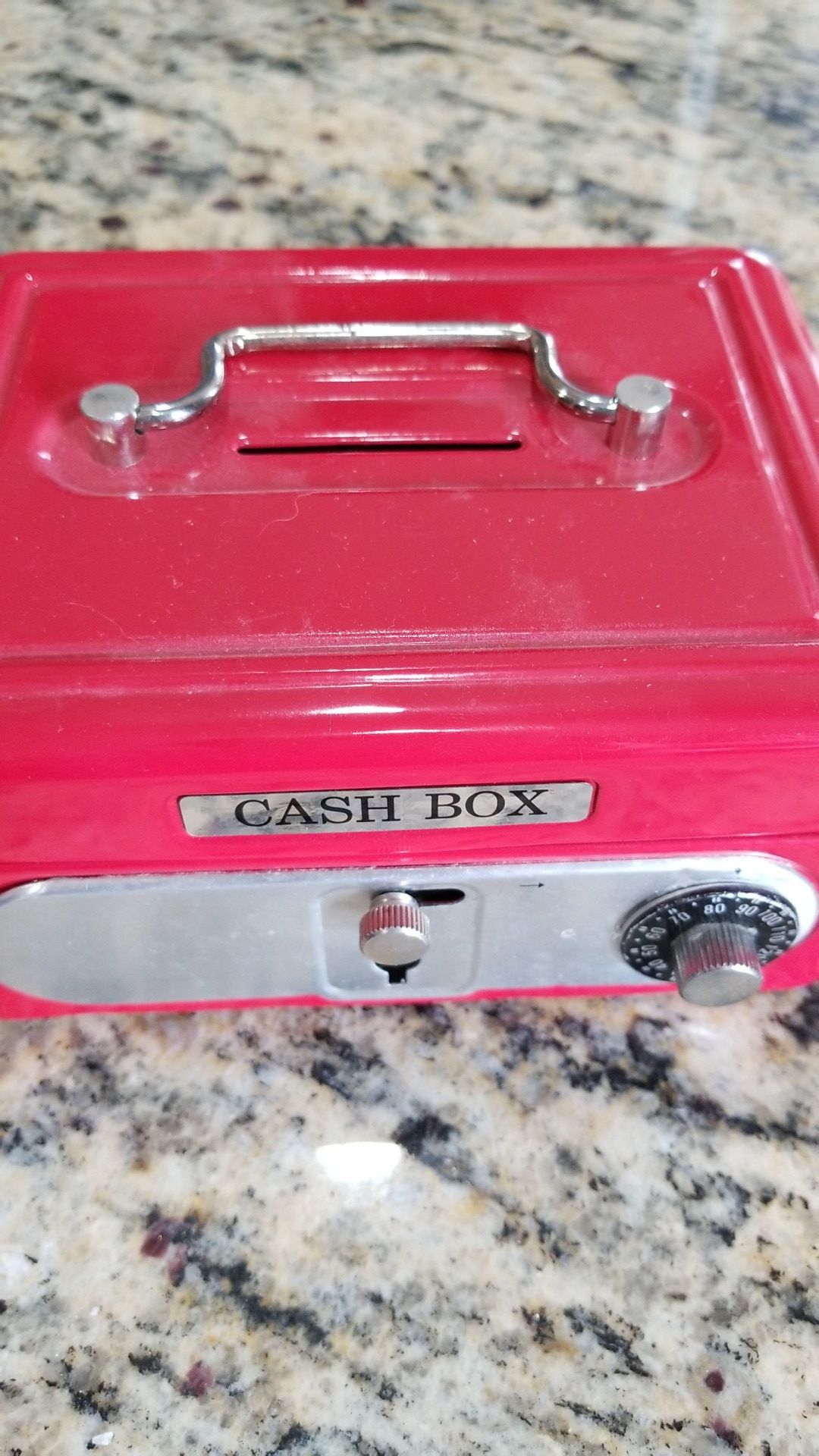 Red Locking Cash Box with Working Lock and Combination