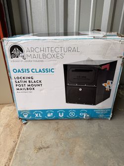 Architectural Mailboxes Oasis Classic Locking Post Mount Mailbox Satin Black XL