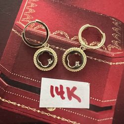 14K Solid Gold Earring For Wedding 