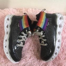 Skechers Rainbow Glitter High Top Kids Sneakers/sz 4