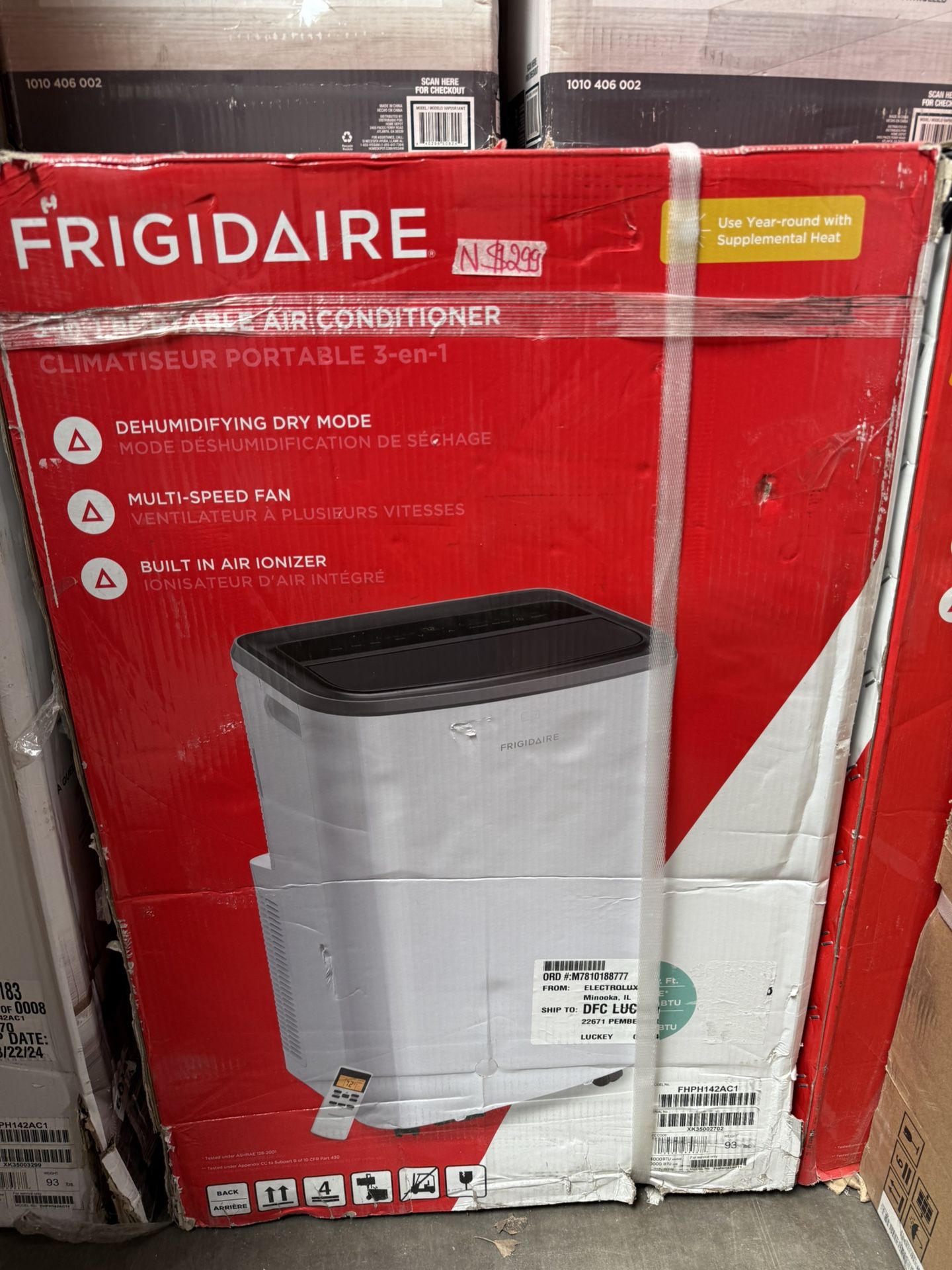 Frigidaire 14,000 BTU Portable Air Conditioner Cools 450 sq. ft. with Heater and Dehumidifier in White