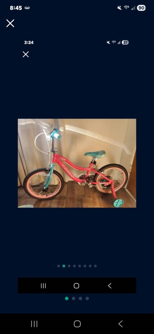 Girls 18" Schwinn Bike Pink/teal Used Twice