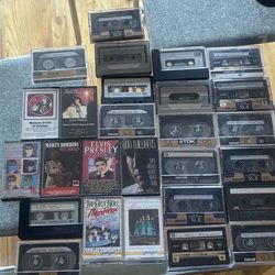 Vintage Cassette Tape Lot – 25+ Tapes – Elvis, Country, Maxell, TDK – Untested