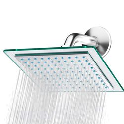 Ocean Blue Square Ultra Thin Rainfall Shower Head.