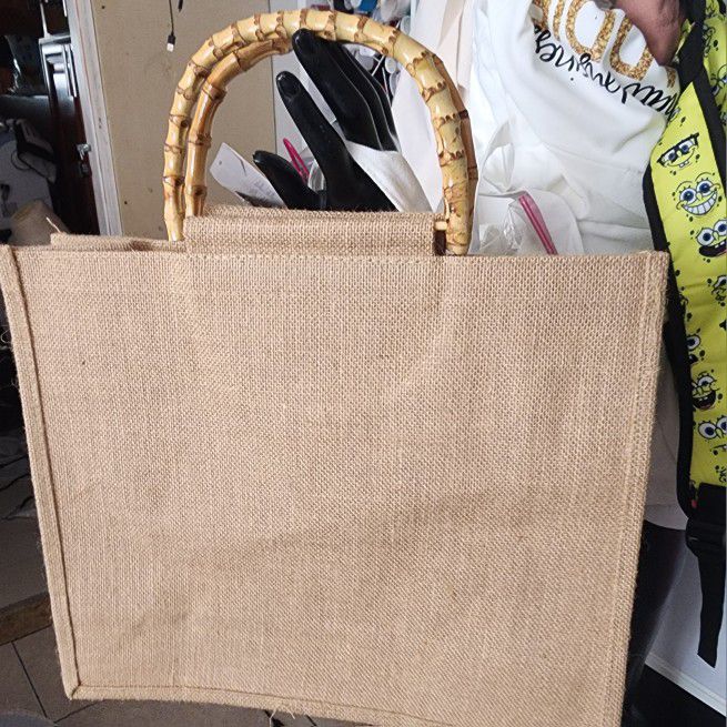 Canvas Bag With Bamboo Handles