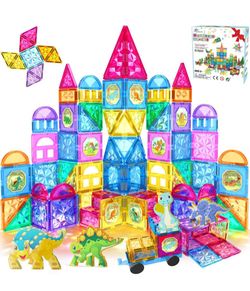 110PCS Magnetic Tiles Building Blocks Set for Boys Girls Preschool Educational Magnet Construction Kit Stacking STEM Toys Christmas Birthday Gifts for