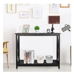Console Table Entryway Simple Style Wood Side Display Black

