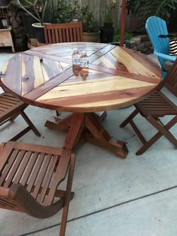 Redwood handmade patio table