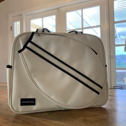 White PU Leather Women Large Sports Handbag Tennis Racket Shoulder Ba