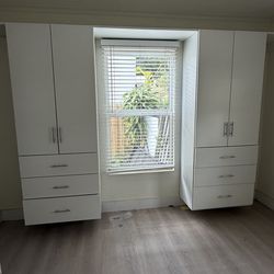 built-in closet organizer units x2