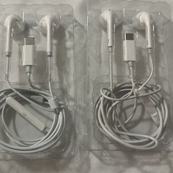 2 Pack Earbuds Headphones Earphones Wired [MFI Certified] USB C Microphone Call Volume Control Noise Isolating