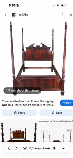 Thomasville Georgian style vintage king size Mahogany Bed