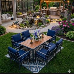 Aluminum dining table set outdoor dining table set oversized patio chairs deep seating cushions aluminum outdoor patio furniture set ✅☑️🆕