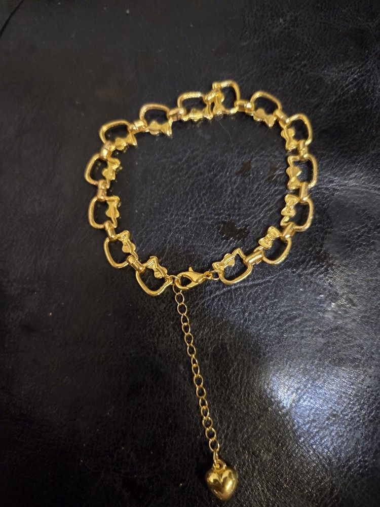 Gold Tone Hello Kitty Bracelet