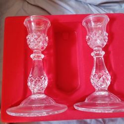 Never Used Vintage Crystal Candle Holders